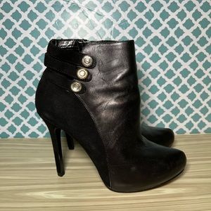 Guess Black Ankle Boots with Gold Accents
